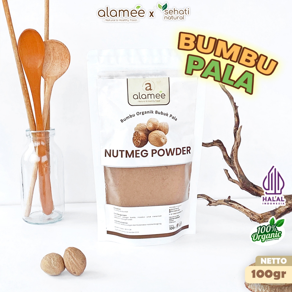 

ALAMEE Bumbu Dapur Pala Bubuk Nutmeg Seasoning Powder Rempah Murni Asli Tanpa Campuran Organik 100g