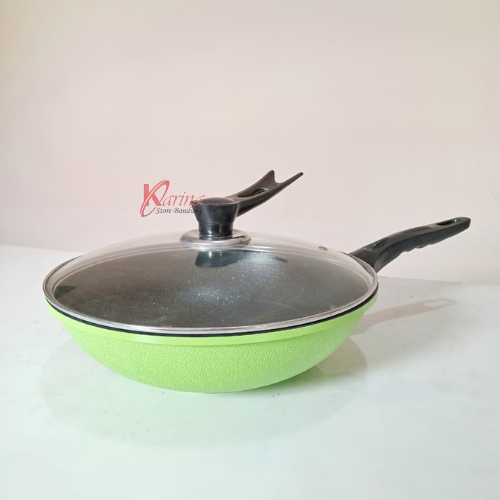 Panci Wajan 30 Cm Plus Tutup Kaca HC Wajan Anti Lengket Kapasitas Banyak Anti Gores Wajan Tebal