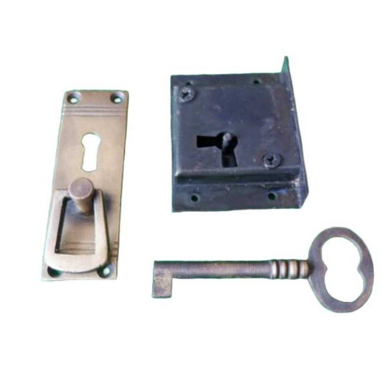 Tarikan Laci Lubang Kunci Kuningan Antik