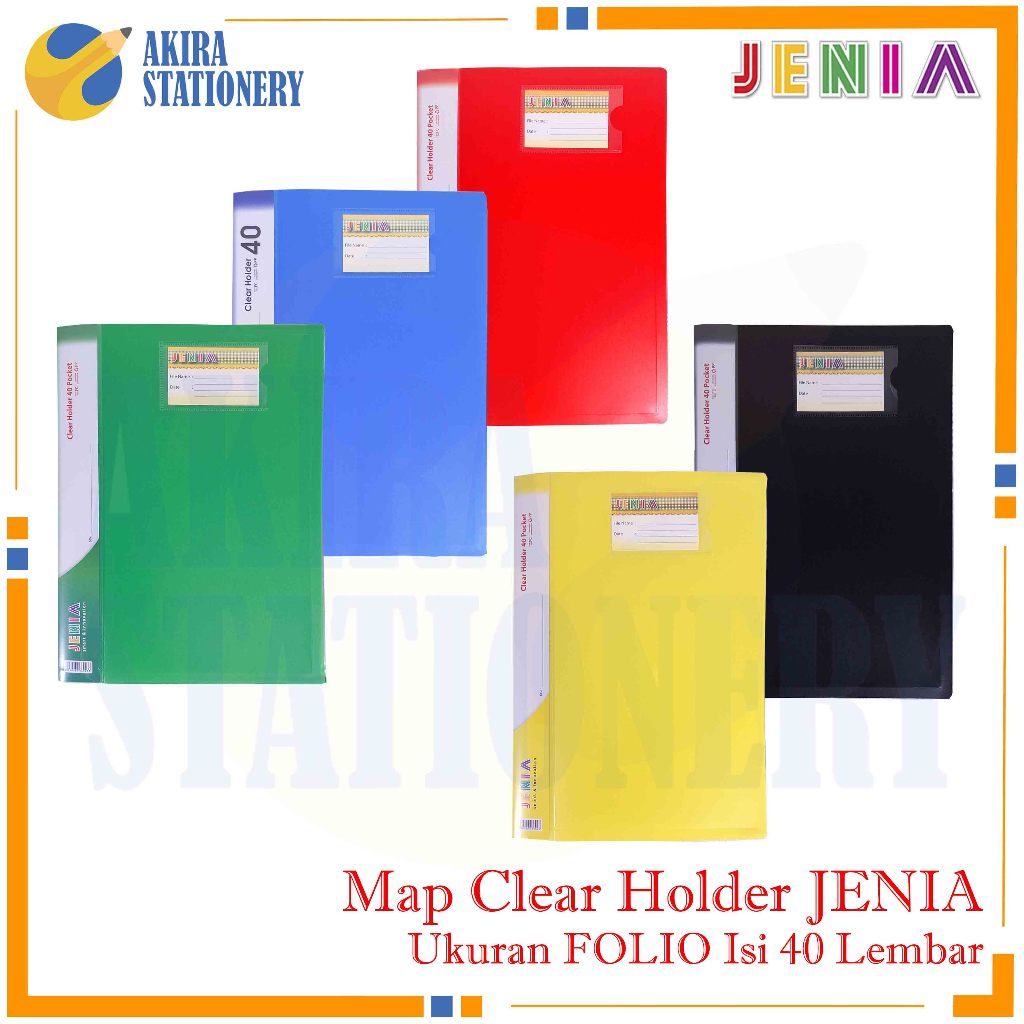 Map Clear Holder JENIA isi 40 Lembar Polos Folio / Album Plastik isi 40 Pocket Kantong Bening / Map 