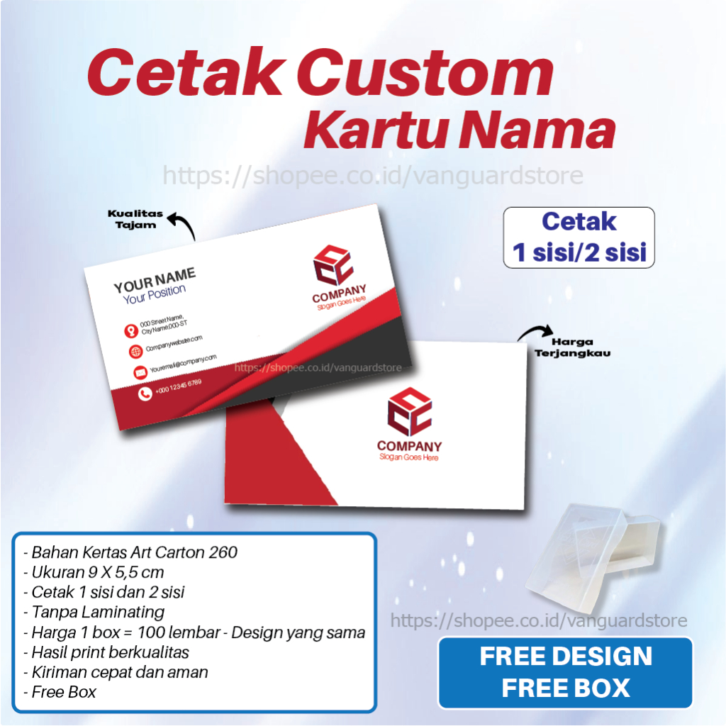 

Cetak Kartu Nama Bisnis Usaha Custom 1 Box Isi 100 Pcs Free Box Custom Kartu Nama