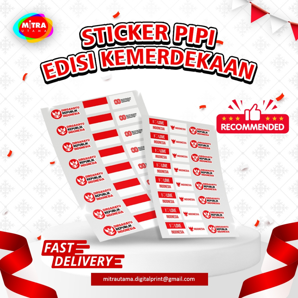 

Stiker Bendera Merah Putih | Stiker pipi random | Stiker agustusan | Bahan Stiker Chromo Isi 90