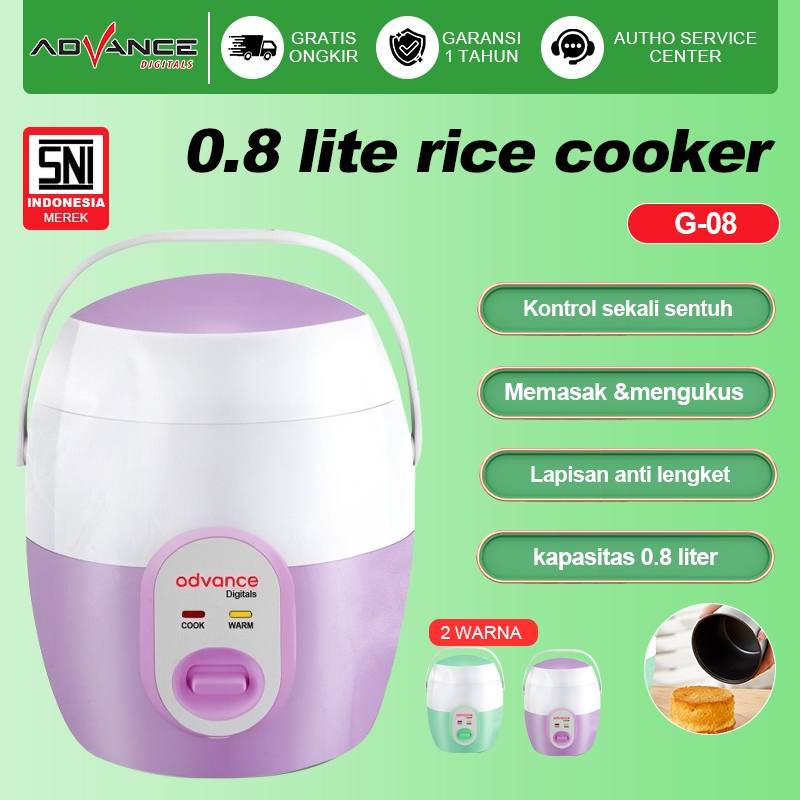 Advance 200W Digitals Mini Rice Coocker G08 Rice Coocker Kecil Anak Kosan Low Watt Penanak Nasi Mini