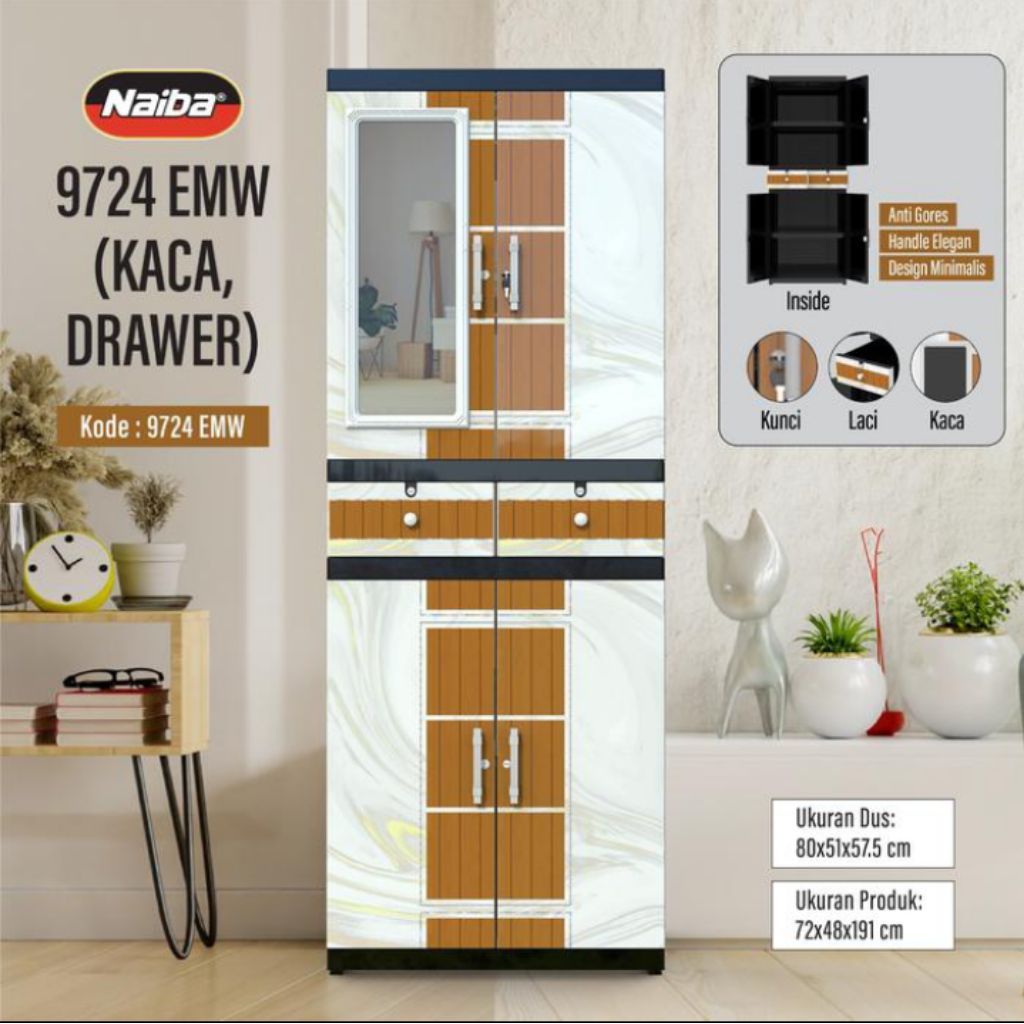 {KARGO}Lemari Pakaian Plastik NAIBA DRAWER FIT Lemari Baju Plastik 4 Susun