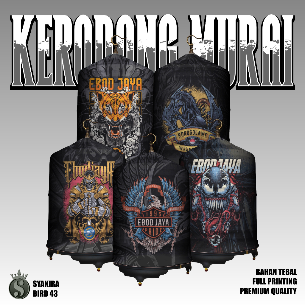 Kerodong Sangkar Murai Batu Full Printing Premium Ebod Jaya Series No 1/2/3 - Motif Premium Bahan Su