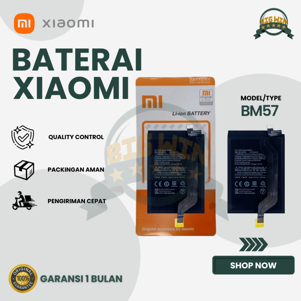 BATERAI BATTERY XIAOMI BM57 XIAOMI REDMI NOTE 10 PRO 5G/POCO X3 GT DOUBLE [IC POWER] ORIGINAL