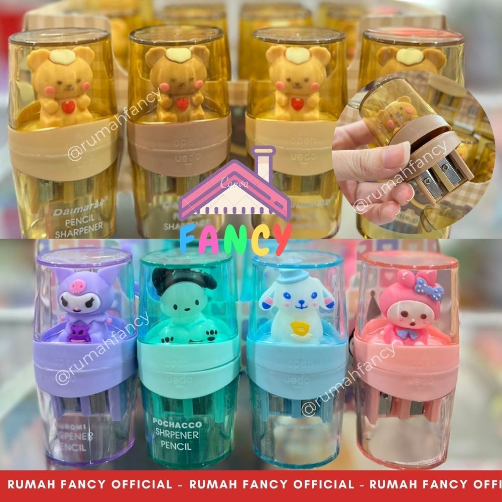 

[1PCS] Serutan Boneka + TUTUP PREMIUM Rautan Pensil 2 LUBANG Daimarse DMS 202 Animal Bear Unik Lucu