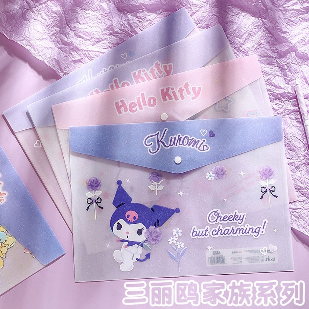 

Map File Kancing A4 Folder Bag Karakter Lucu Sanri o Kuromi Tas Penyimpanan Kertas Ujian