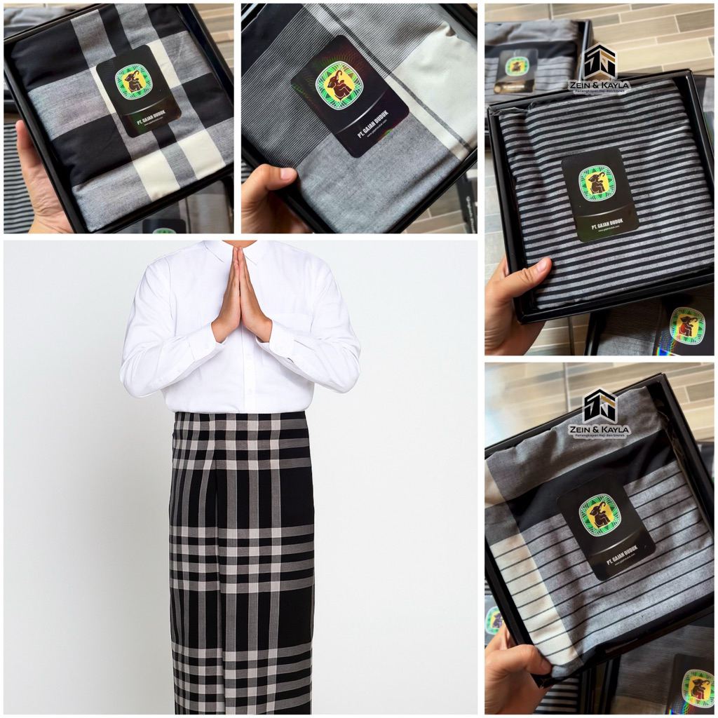Sarung Tenun Gajah Duduk Black & White Sarung Gajah Duduk Hitam Putih Kombinasi