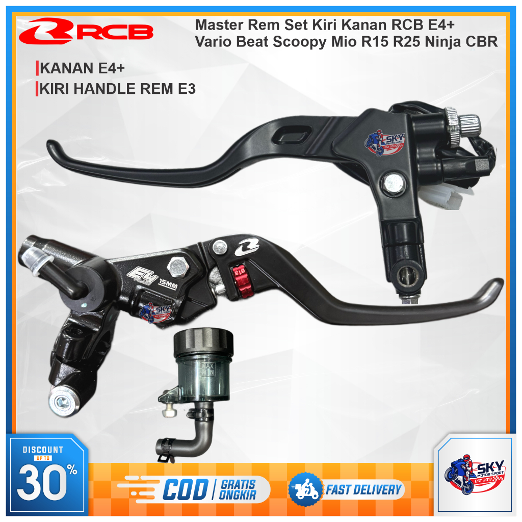 Master Rem Set RCB E4+ 15mm & Handle Kiri E2 Kiri Kanan R15 R25 CBR Ninja Vario Beat Scoopy Aerox