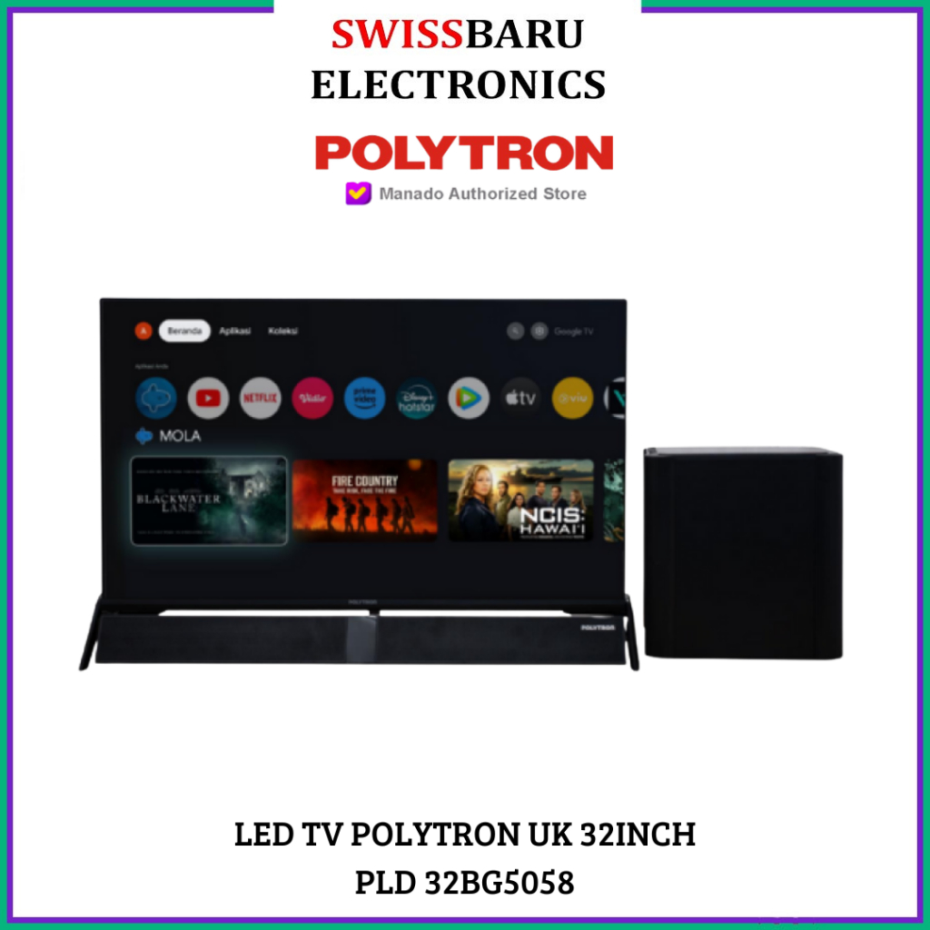 MANADO - LED TV 32 Inch Polytron HD GOOGLE TV SPEAKER + SUBWOOFER PLD-32BG5058