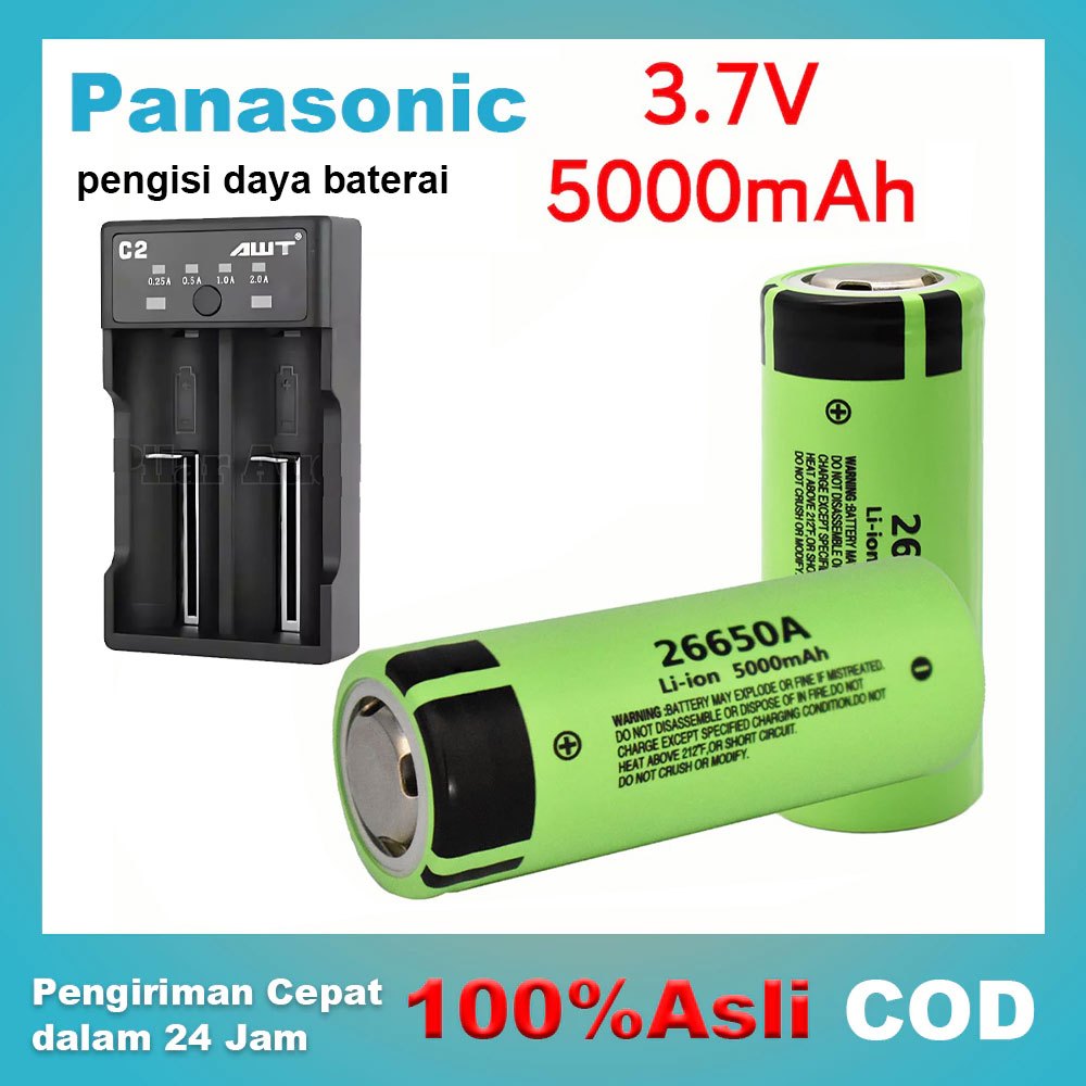 Panasonic original 5000mAh baterai lithium kapasitas tinggi 26650a 26650 untuk baterai isi ulang pen