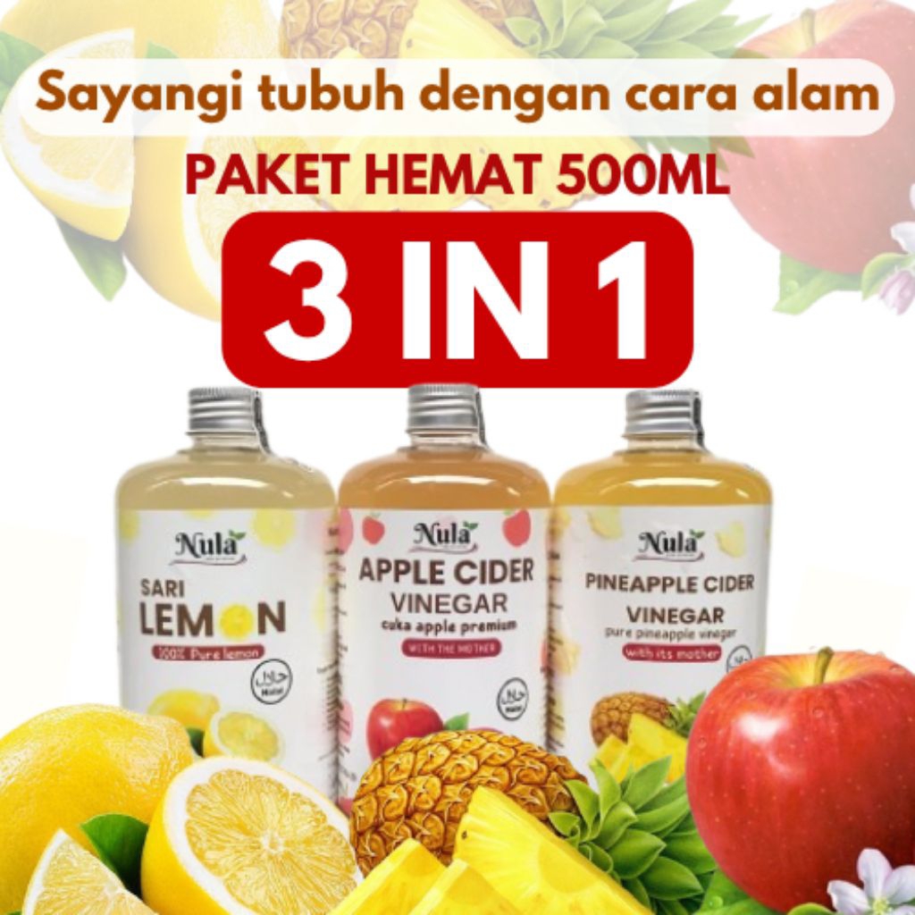 

PAKET HEMAT 3 IN 1| ukuran 500ml | CUKA NANAS + APEL + SARI LEMON | sehat dengan alami ~ progam diet alami