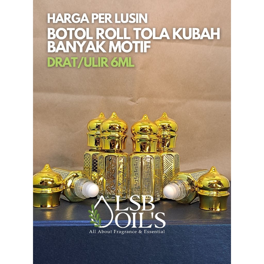 TOLA KUBAH ROLL BOTOL TOLA KUBAH ROLL ON 12ML 6ML - BOTOL PARFUM KOSONG KACA - SABA OILS AROMA ROLL 
