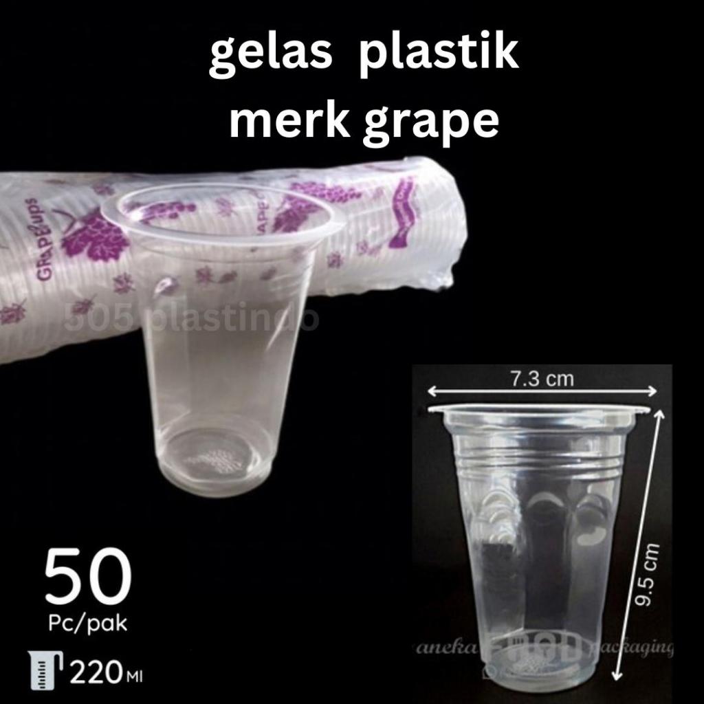 1 DUS GELAS PLASTIK CUP KOPI MEREK ANGGUR / GELAS AMDK MERK GRAPE ANGGUR 220 ML