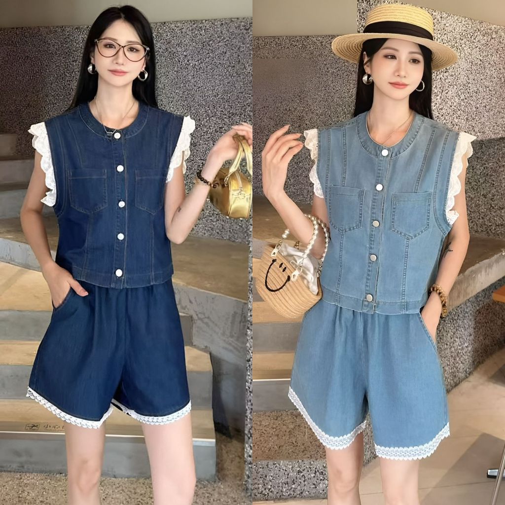 Setelan Jeans Import Set Wanita Pakaian Set Import Wanita Baju Set Kekinian Import Set Wanita Jeans