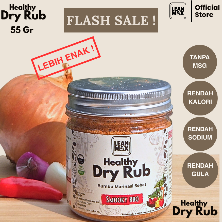 

Kemasan 55Gr Bumbu Dry Rub Non MSG Rendah Kalori - Bumbu Diet dgn Garam Himalaya - Lean Max