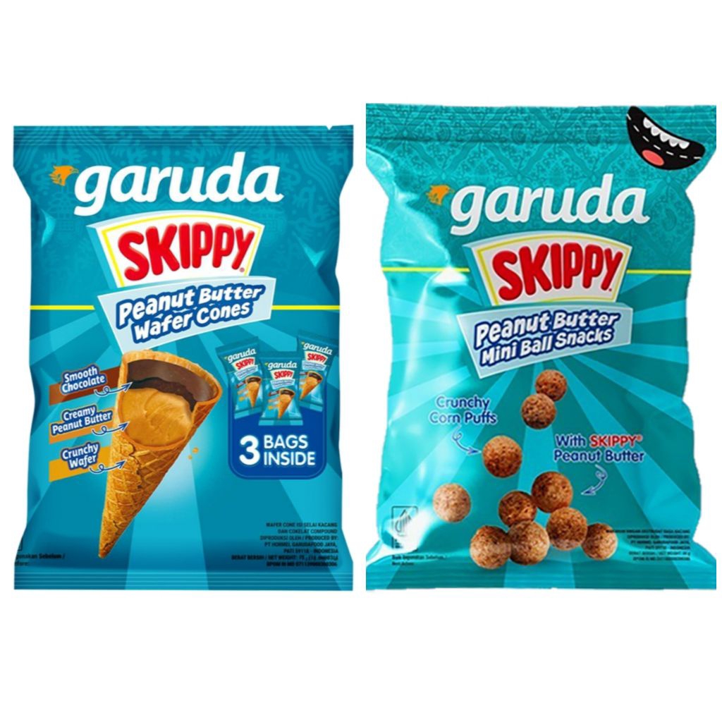 

Garuda Skippy Camilan Mini Ball Selai Kacang wafer cones