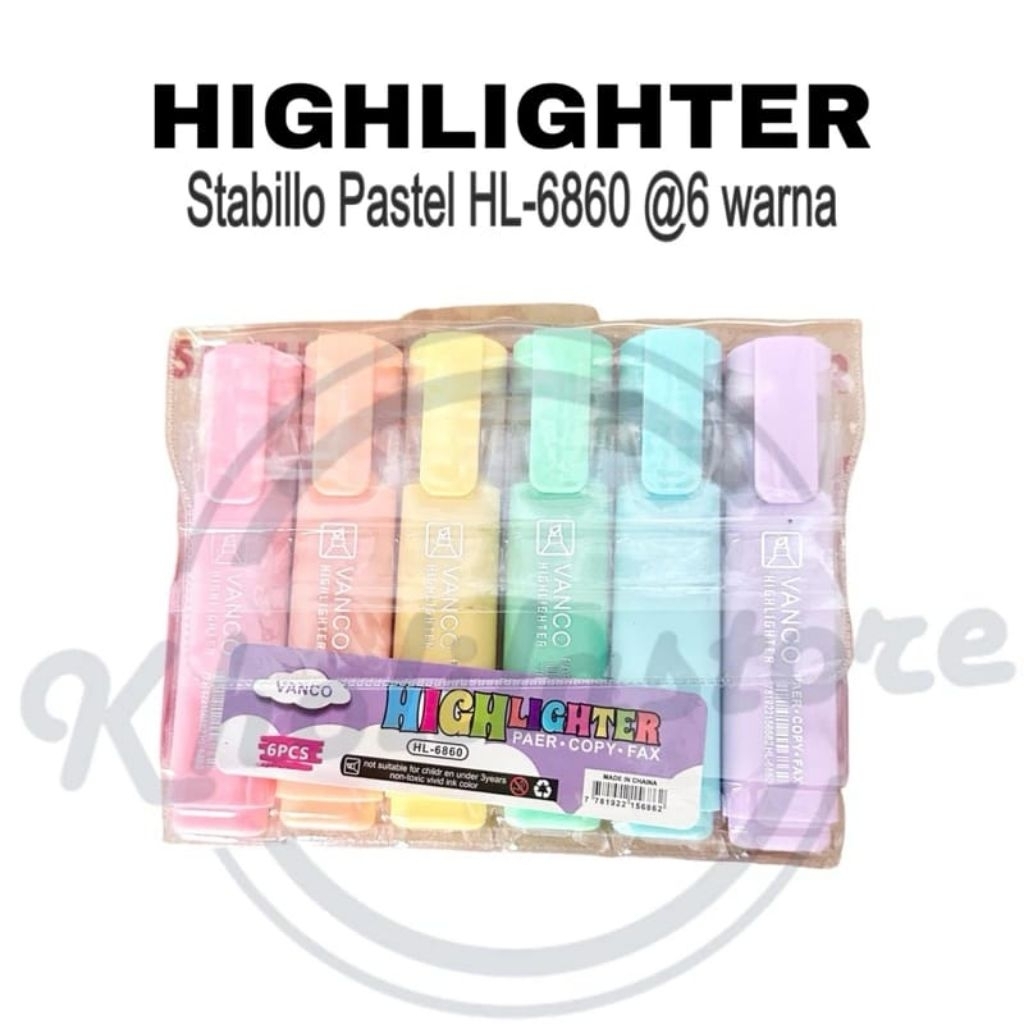 

Highlighter Stabillo Vanco HL-6810 isi 6 warna