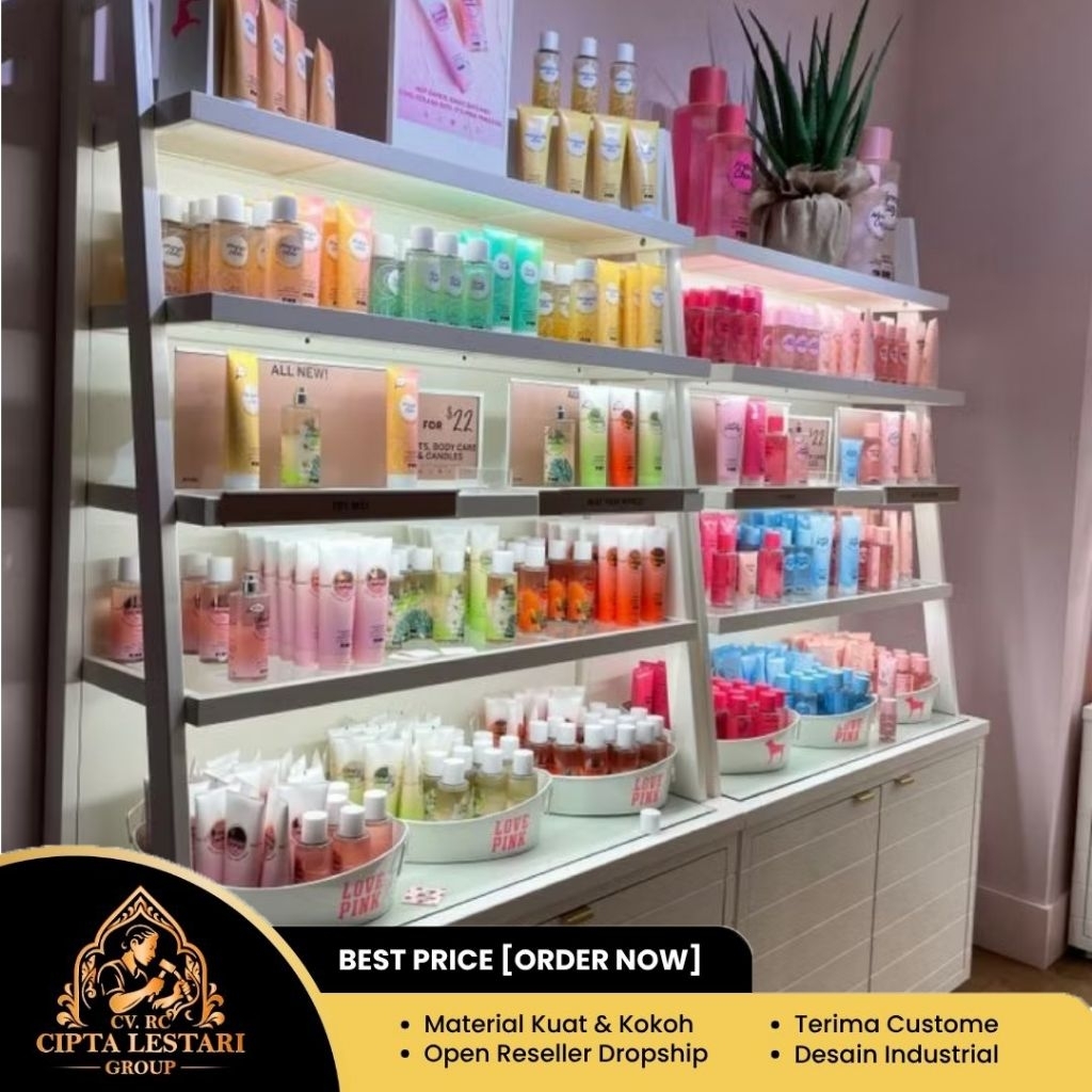 Rak Susun Lemari Rak Display Toko FULL LAMPU