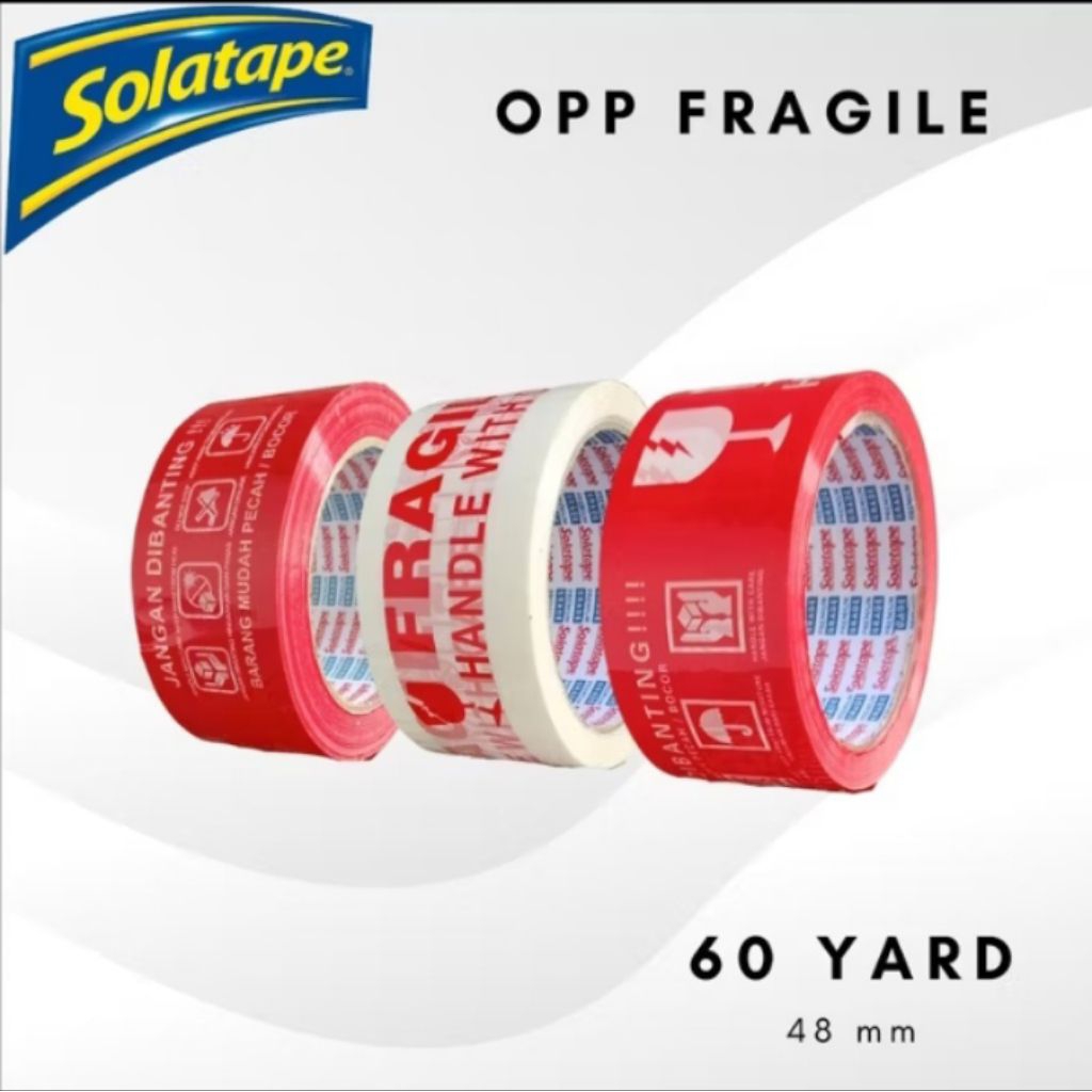 

Lakban OPP Tape | Lakban Fragile Putih | Merk Solatape | 48mm X 60yard