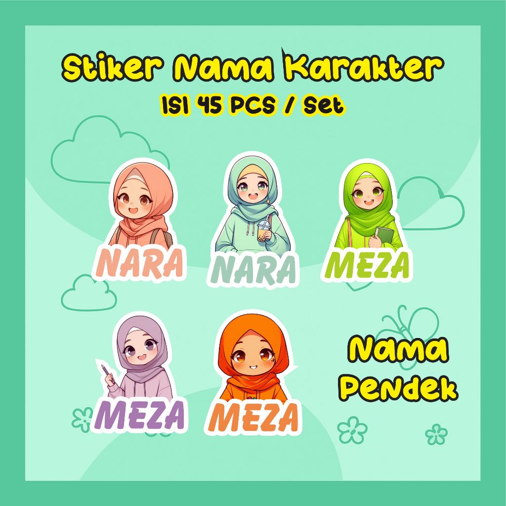 

Stiker Nama Lucu Custom Nama Pendek – Isi 45 Pcs / Set