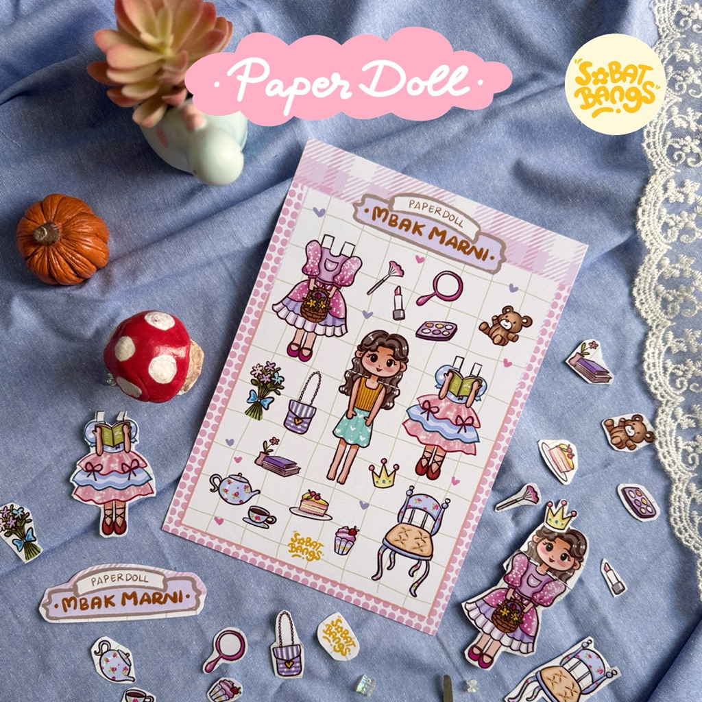 PAPERDOLL Mbak Marni (Gunting Sendiri) Mainan Bongkar Pasang - Bp-Bpan Boneka Kertas Lucu