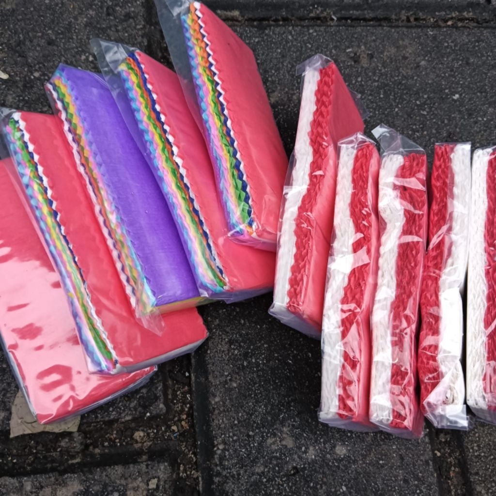 

1 Sachet Kertas Crepe Warna Warni Merah Putih Campur Krep Ultah Crep HBD Craf Crap Hiasan Klobot