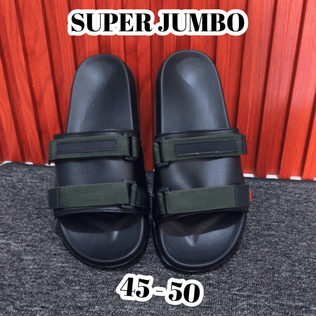Sandal big size pria 46 47 48 | Sandal jumbo pria size 45 46 47 48 49 50 Hitam Polos Webing Army