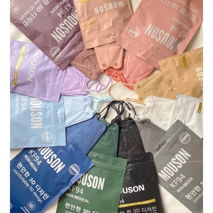 MASKER KF94 MOUSON KF94 WARNA PASTEL DAN TALI SENADA MASK 3D 4PLY DESIGN ISI 10PCS/PACK