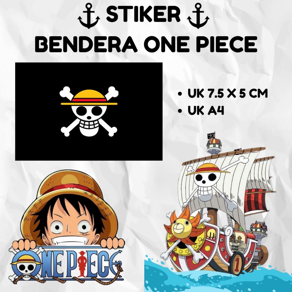 

(13 Pcs) ANTI AIR Sticker Bendera One Piece Ukuran MAX A4 Stiker