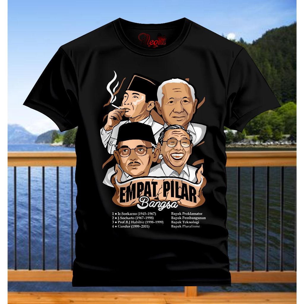 KAOS EMPAT PILAR BANGSA. KAOS 4 PRESIDEN INDONESIA. KAOS SOEKARNO. KAOS SOEHARTO.KAOS BJ HABIBIE. KA