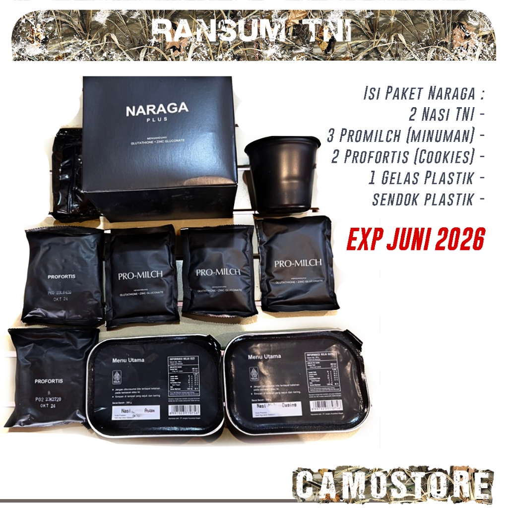 

Ransum Tentara Paket Nasi Naraga MRE makanan instan survival Camping Hiking