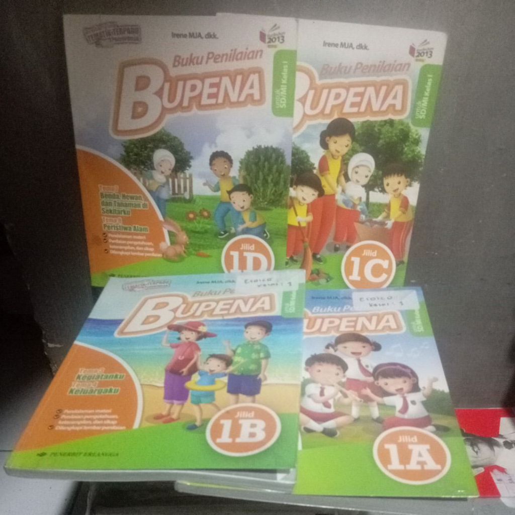 buku bekas 100% original paket 4 buku penilaian Bupena 1A 1B 1C & 1D untuk SD & MI kelas 1 erlangga