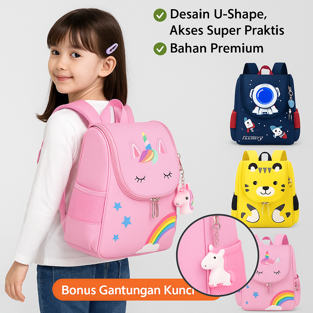 [Ransel Jepang] Ransel Unicorn Tas Sekolah Astronot Backpack Kucing Lucu Ransel Anti Air