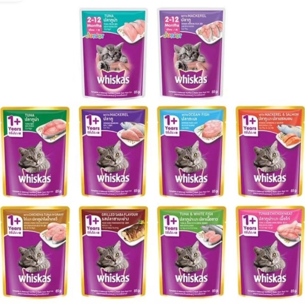 Whiskas Pouch Adult & Junior All Varian 80gr / Makanan Basah Whiskas Sachet / Whiskas Sachet Adult J