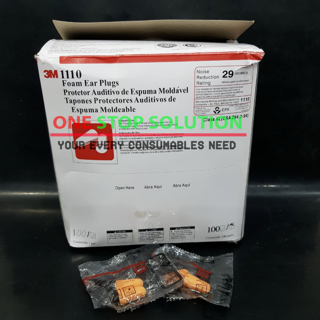 Ear-plug 3M tipe 1100 Orange Sumbat Telinga /Tutup Telinga