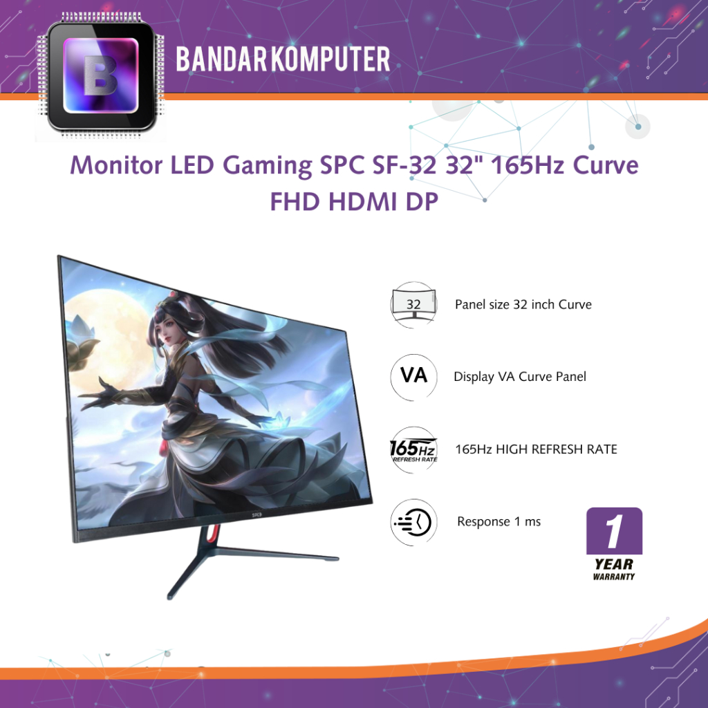 Monitor LED Gaming SPC SF-32 32" 165Hz Curve FHD HDMI DP