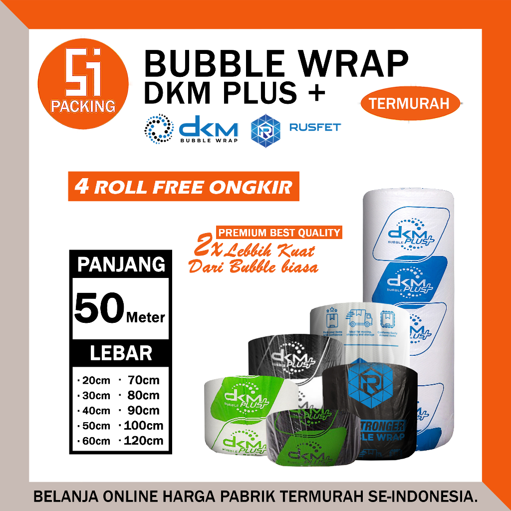 PLASTIK BUBBLE WRAP BENING BUBLE WARP TRANSPARAN TEBAL DKM+ 125 CM X 50M 125cmx50m 125x50