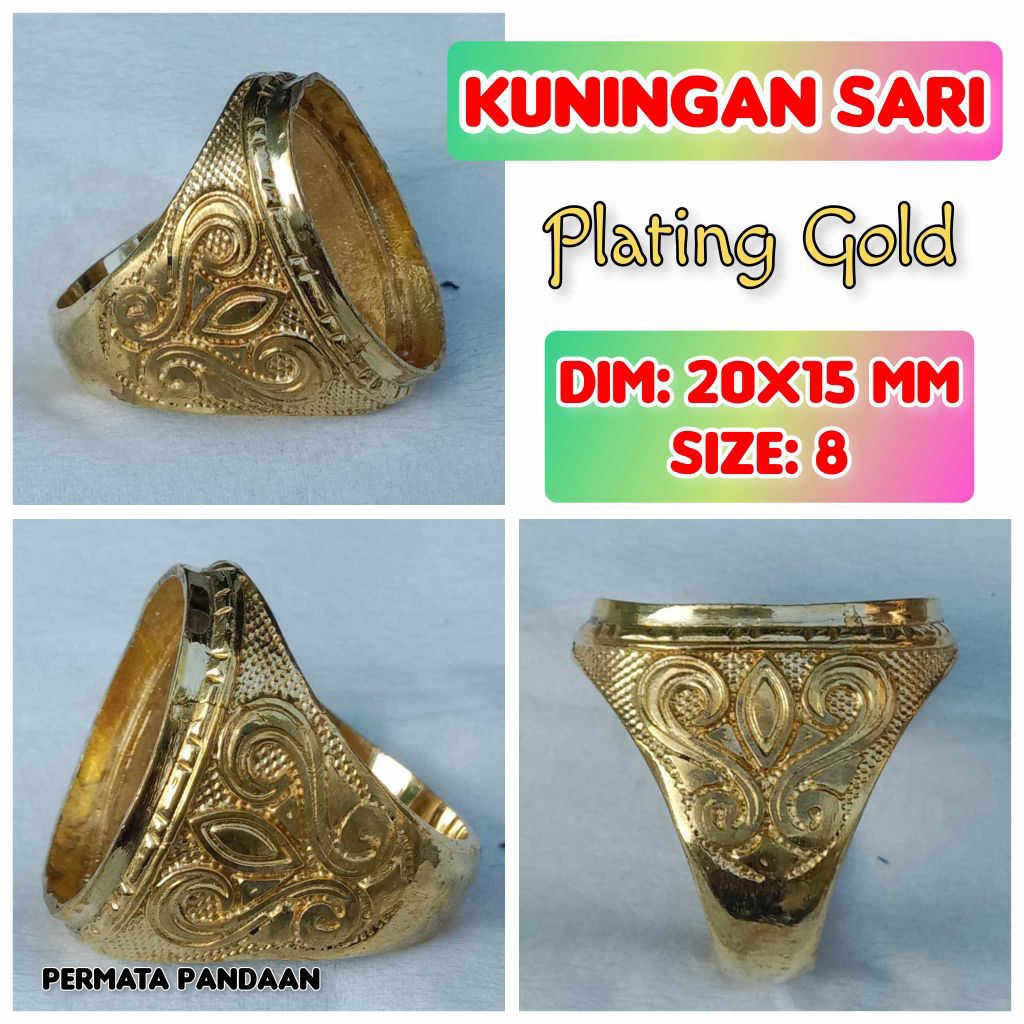ring emban batu akik dan permata kuningan.42