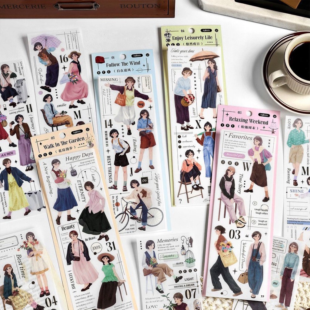 

Sticker Washi Roll Girl Journal Scrapbook K Pop Cewek Fashion Summer Style Korean Japanese Harajuku