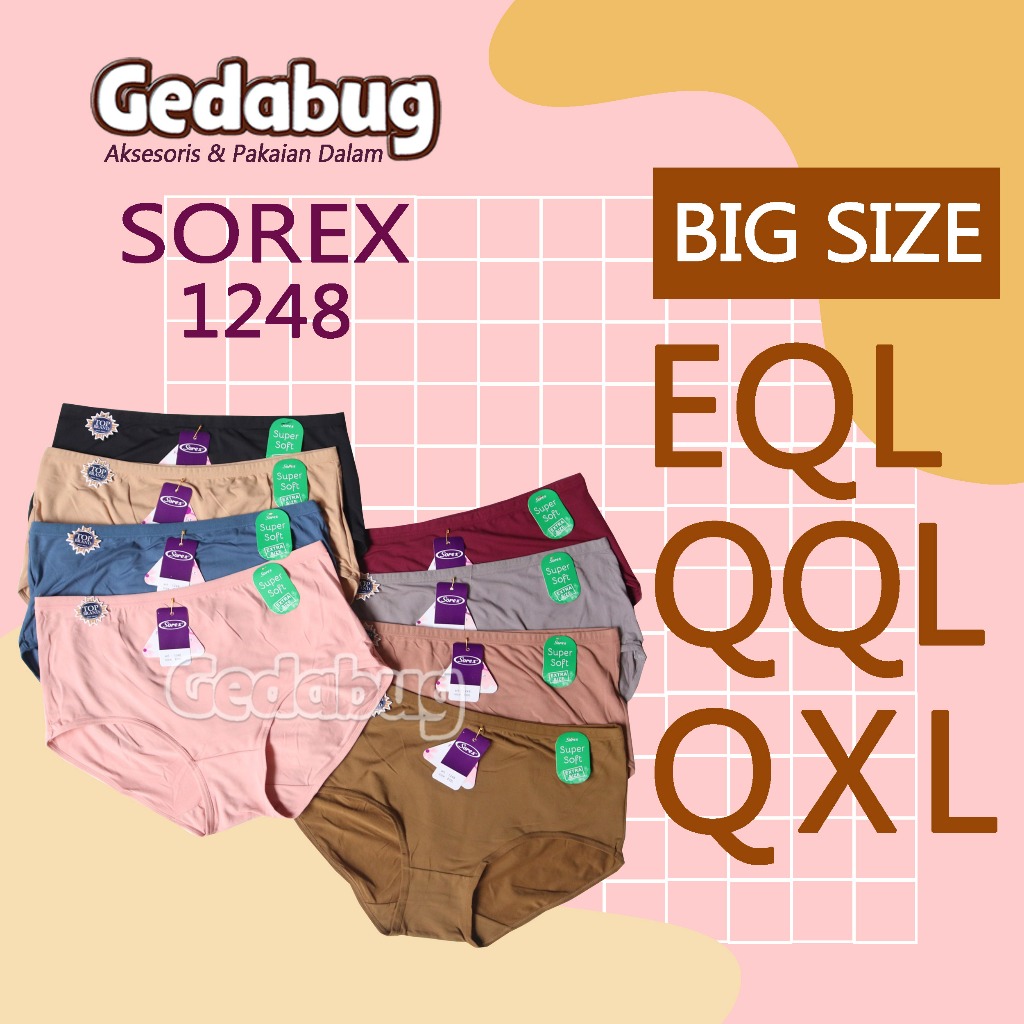 3 pcs - Celana Dalam Wanita Sorex 1248 Super Soft Jumbo CD Sorex Original Big Size EQL QQL QXL