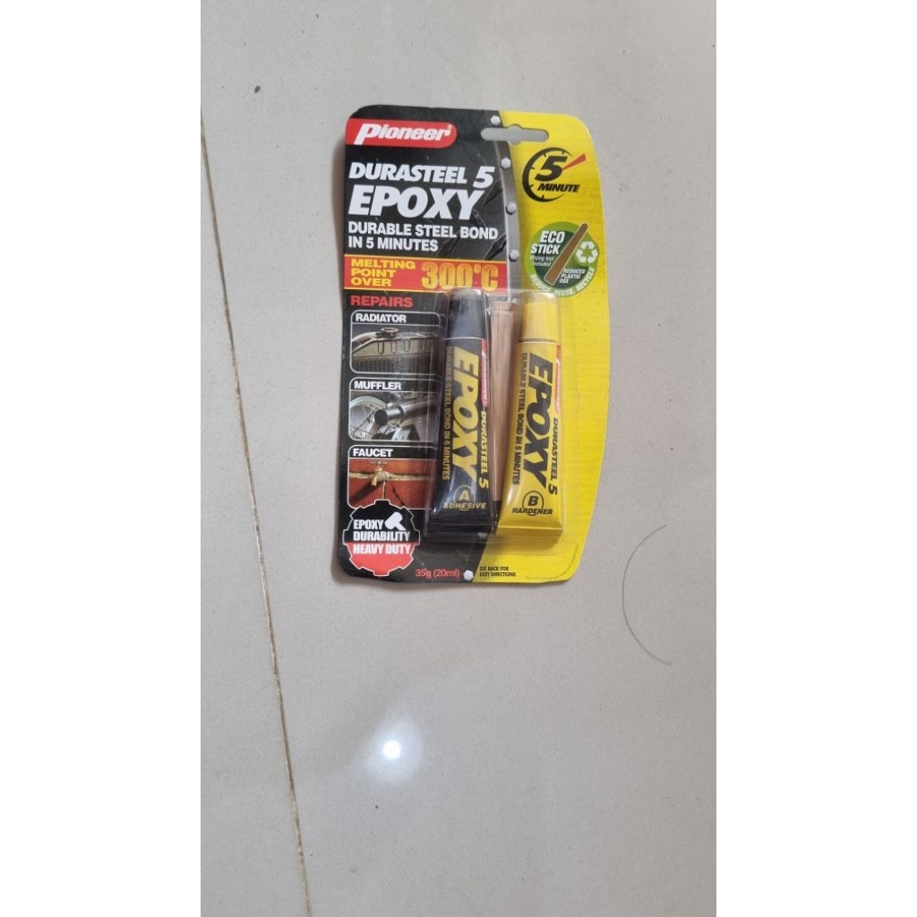 Lem besi tahan panas 300 c pioneer / Pioneer Durasteel 5 epoxy durable steel bond in 5 minutes 35 gr
