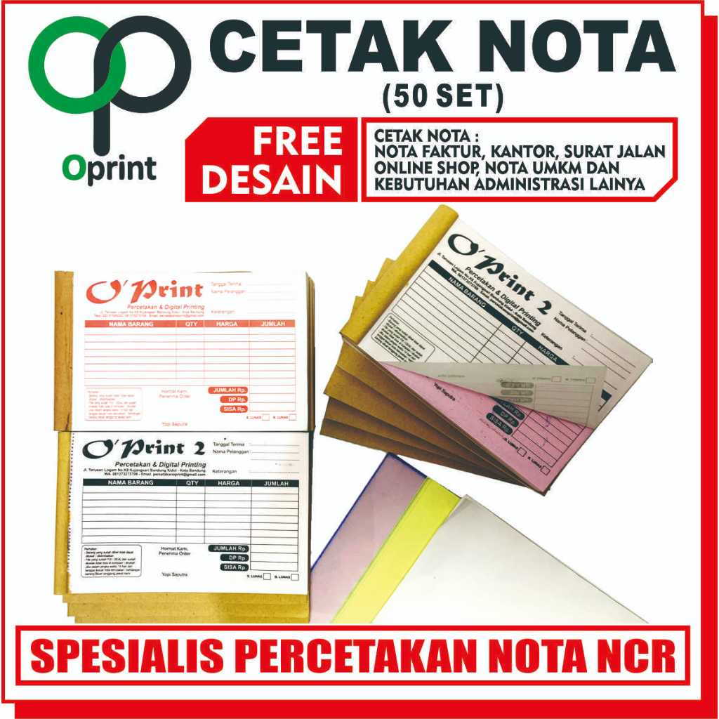 

[HARGA GROSIR] NOTA Bon NCR isi 50 set, GRATIS DESAIN CUSTOM