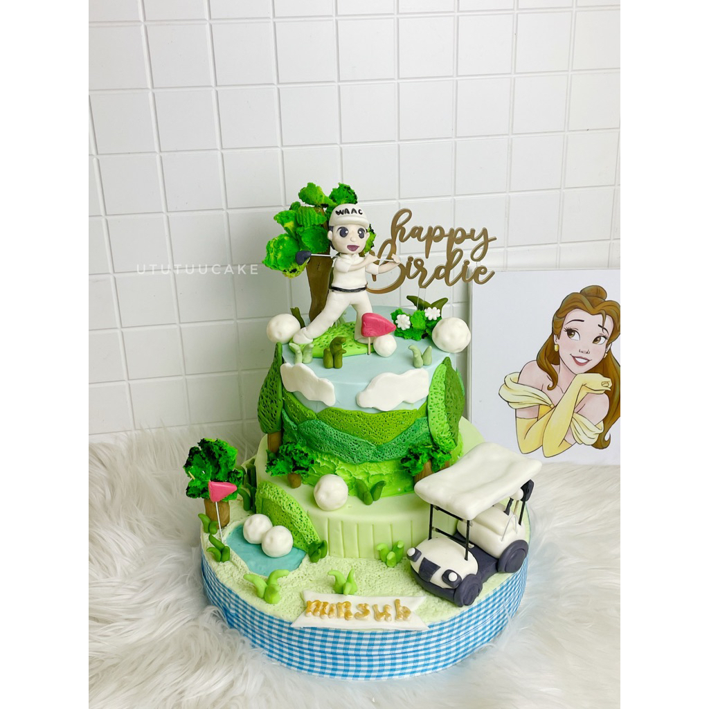 

CAKE CUSTOME TEMA GOLF 2 tingkat CAKE GOLF KUE CUSTOMIZE 3D Cake KUE 3 DIMENSI