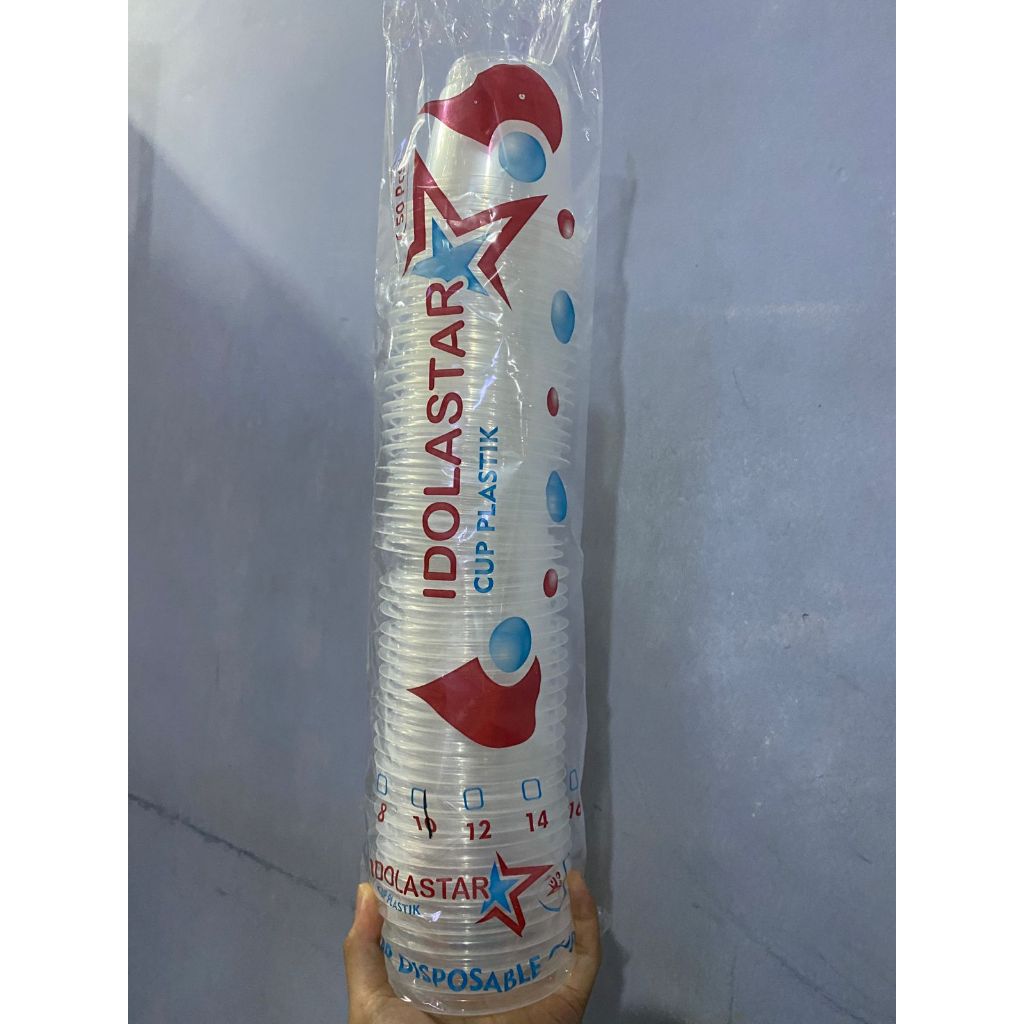 Cup / Gelas Plastik Bening Idolastar Uk. 10 OZ, 12 OZ & 14 OZ Untuk Juice / Jus Buah, Es Teh, Thaite