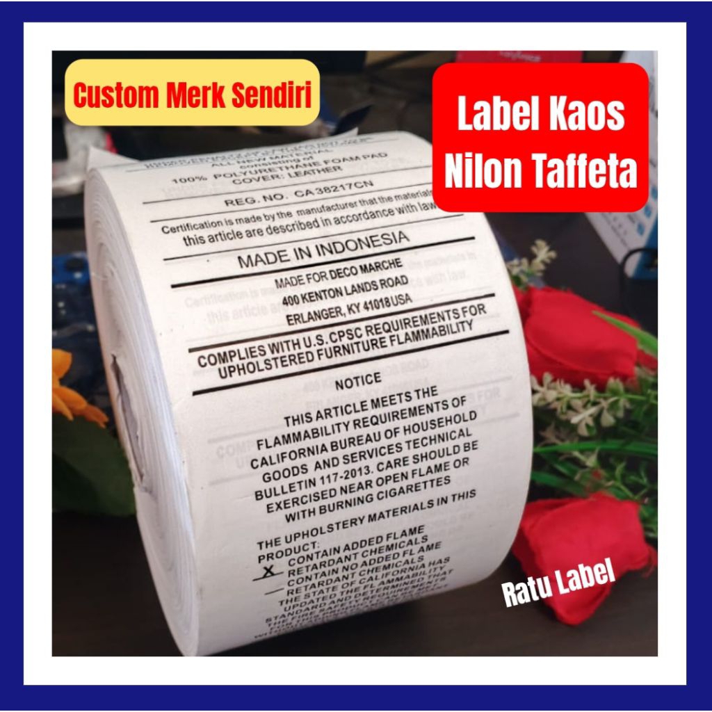 

Label Kaos Tafeta Nilon custom jumbo lebel kaos