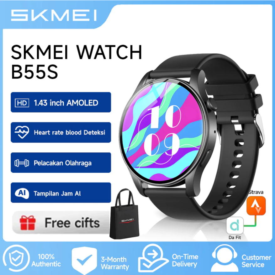 Mfy - skmei b55s Smartwatch Original Layar AMOLED Pria dan wanita olahraga Bluetooth Call Health