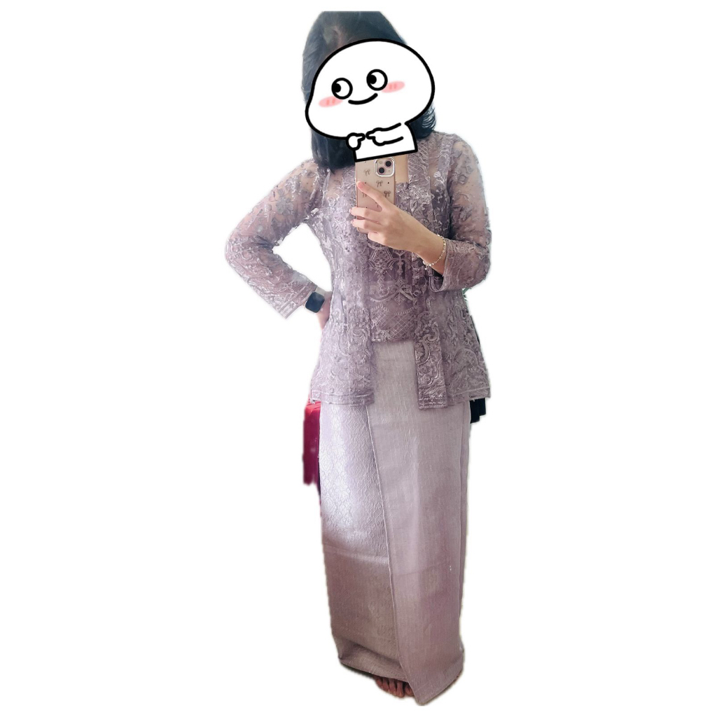 [Preloved - New] Set Kebaya Kutubaru Songket Ungu/ Lavender/ Lilac (Kebaya Wisuda)