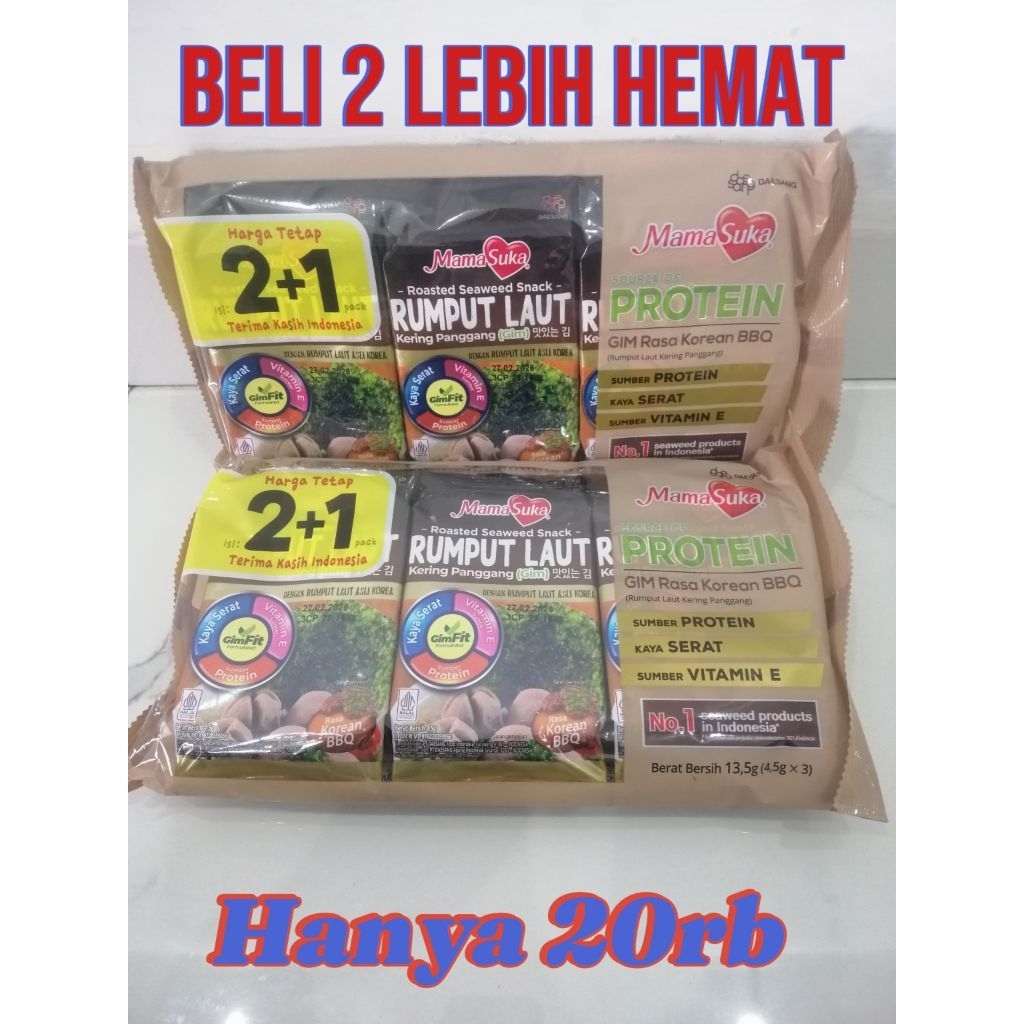 

MamaSuka Roasted Seaweed Snack Rasa Korean BBQ Kaya Serat | Sumber Protein | Vitamin E